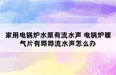 家用电锅炉水泵有流水声 电锅炉暖气片有哗哗流水声怎么办